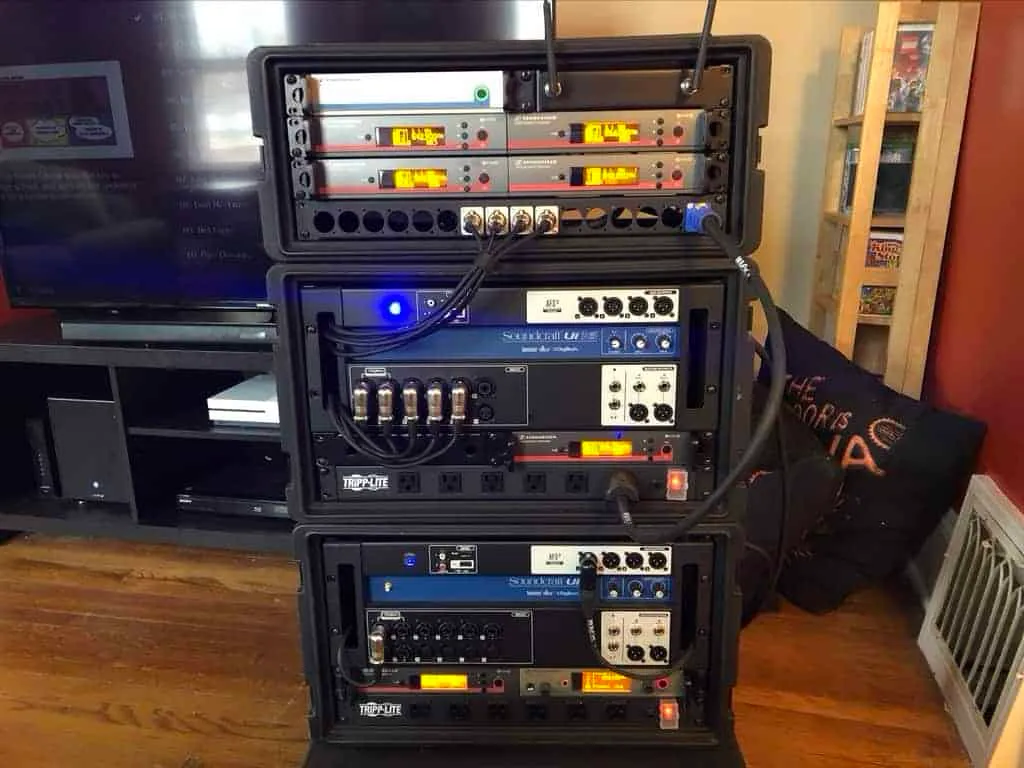 Racked up equipment.
