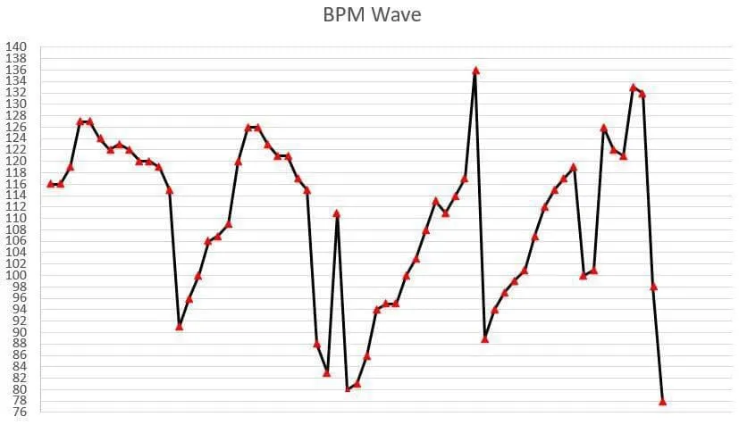 A BPM mappings of a wedding I performed at.