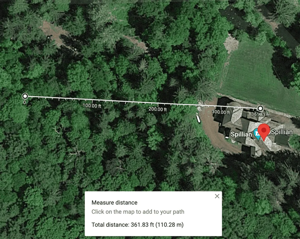 Transmitting with a IEM transmitting antenna about 7.5 feet in the air, and with obstructions, going up a hill, still getting 325-375 feet.
